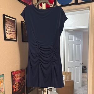 Blue Ruched Mini Dress
